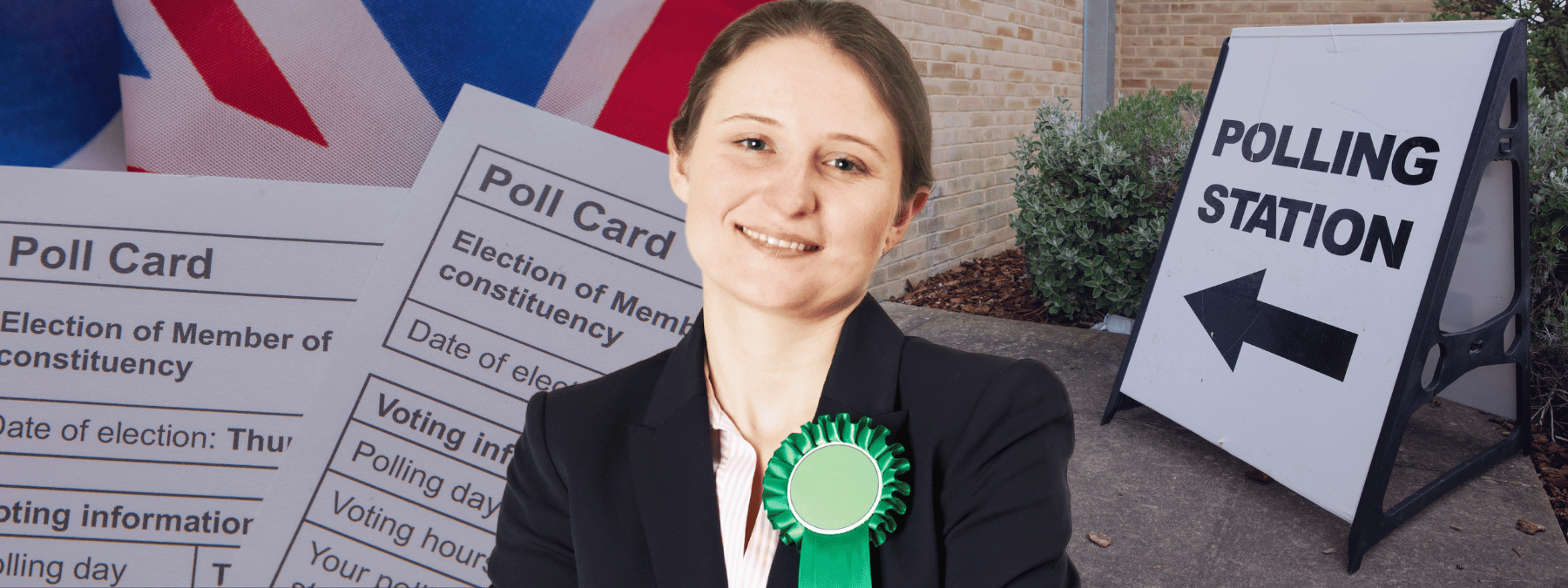 Election candidate wearing rosette