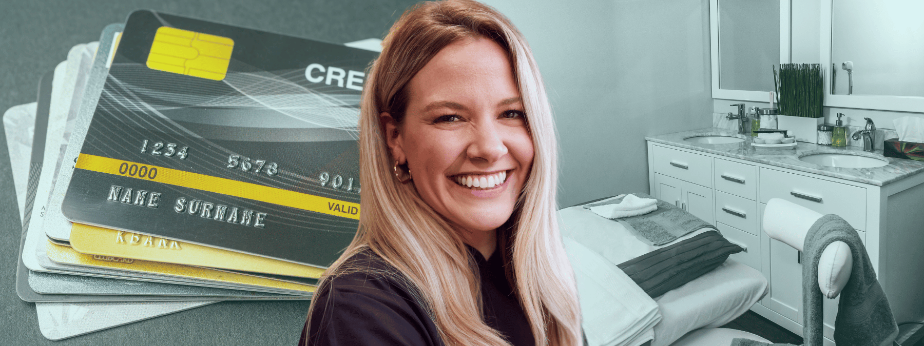 Woman in scrubs smiling