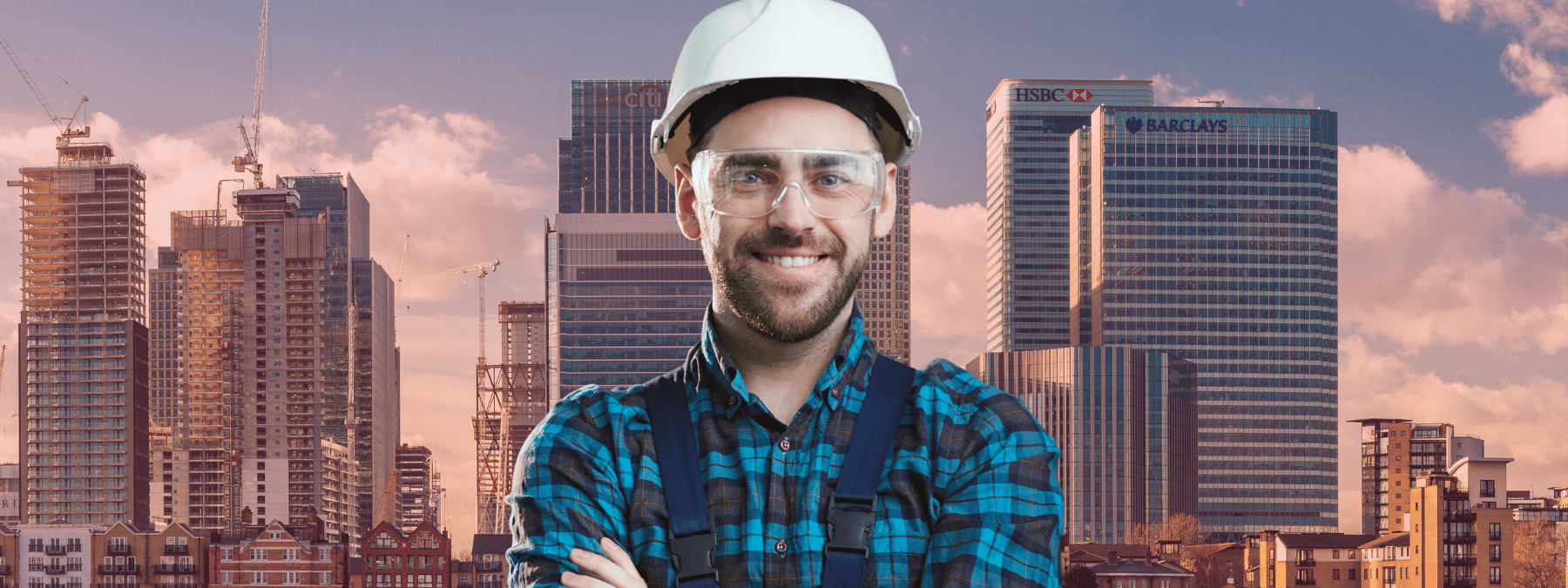 Man in hard hat and safety glasses