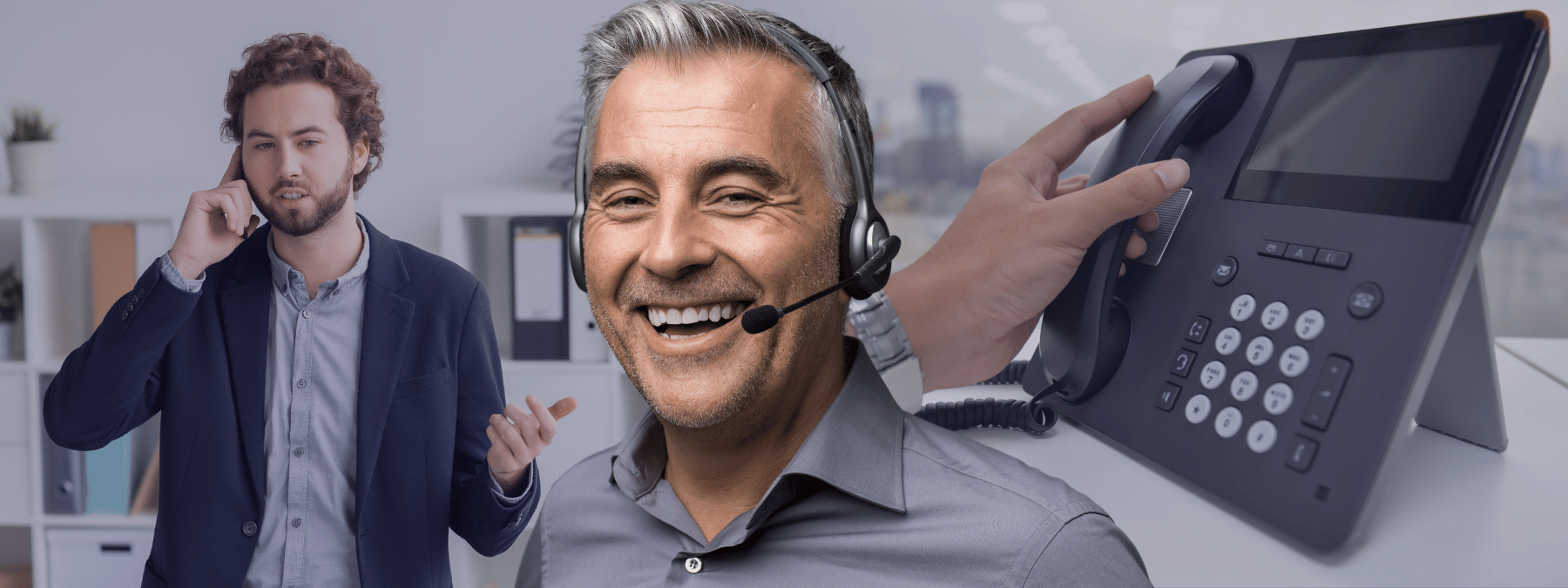 Man with VoIP headset