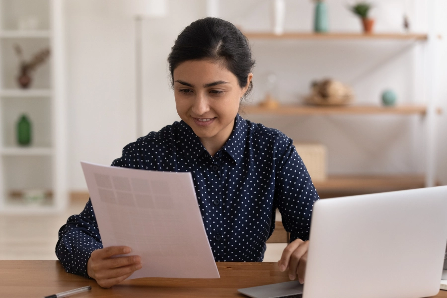 Woman reading letter