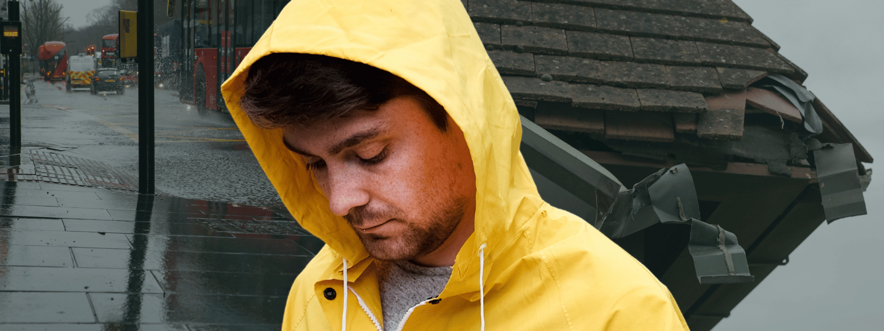 Man in yellow raincoat