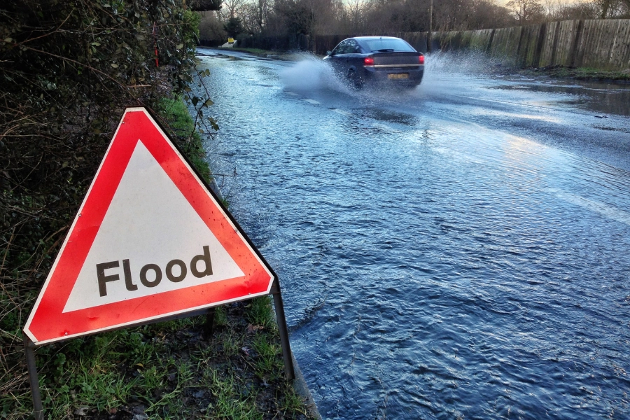 Flood warning sign