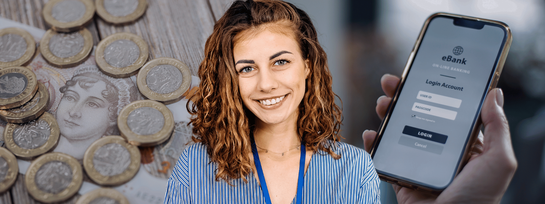 Woman wearing lanyard