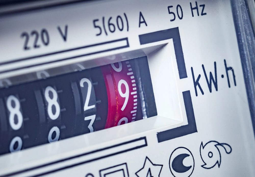 Electricity meter showing kWh