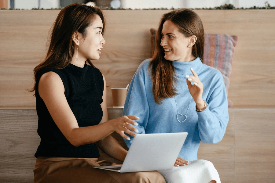 Colleagues with laptop