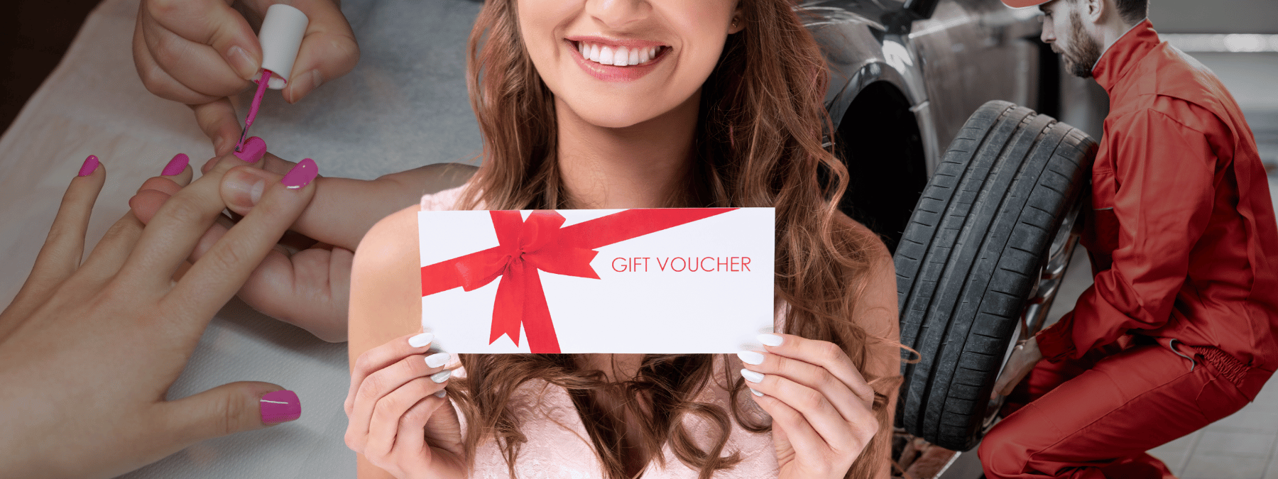 Woman holding gift voucher