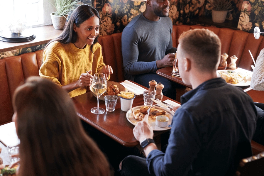 Couple eating in a restaurant